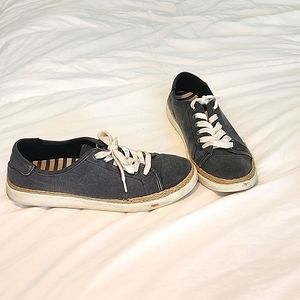 Vionic 9 boat shoe sneaker tennis shoe braided espadrille white canvas Grey gray